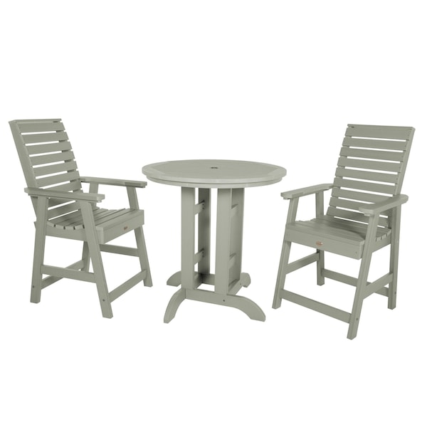 Highwood Usa Weatherly 3pc Round Counter Height Outdoor Patio Furniture Dining Set AD-CNW36-EUC - main